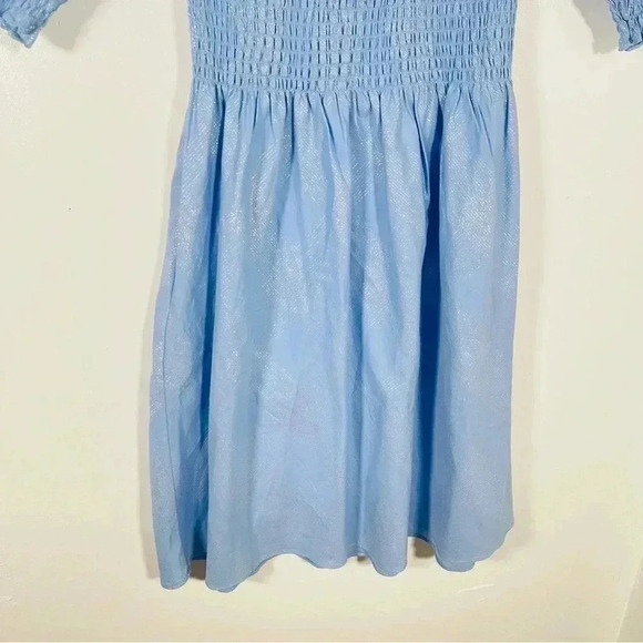 Hill House Athena Nap Dress Light Blue Glitter Check Size XS Wedding Guest - Picture 8 of 8